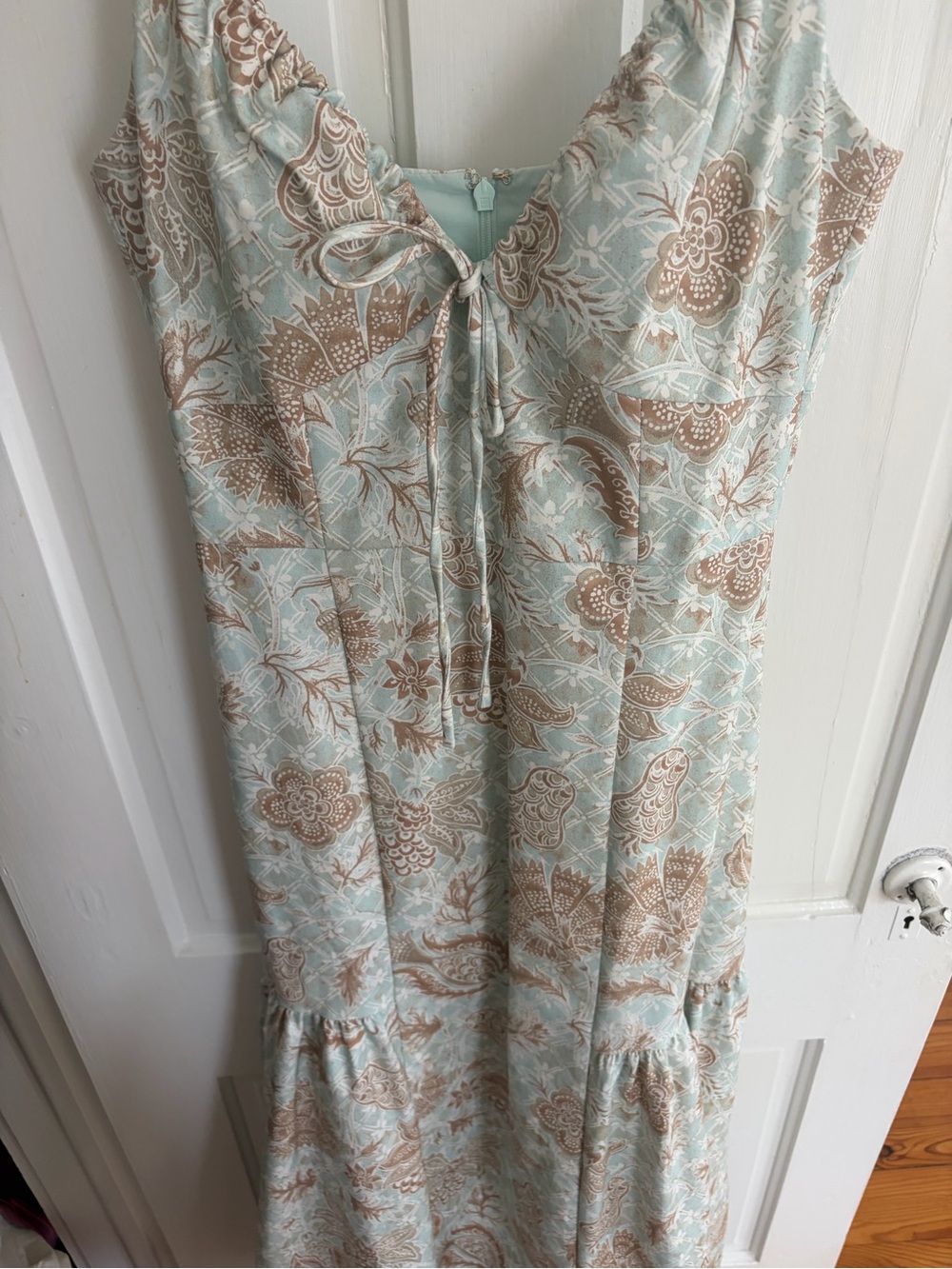 Hill house home Women's The Lillie Dress - Aqua Trellis size small - Picture 9 of 15